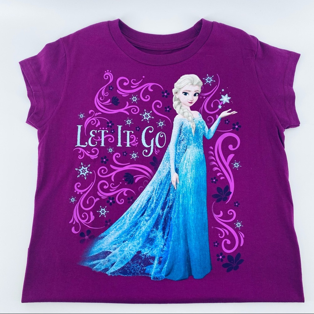 Disney Store Girls Size Large Elsa Frozen - "Let It Go" Short Sleeve T-Shirt